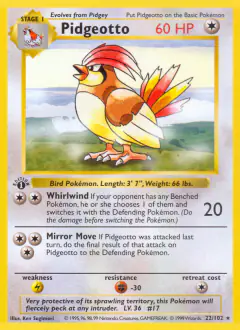 Pidgeotto Rare card from Base Set