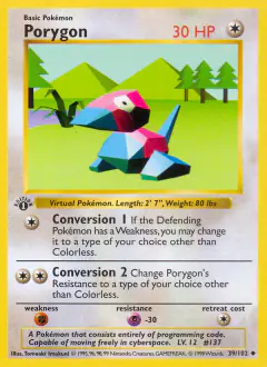 Porygon Uncommon card from Base Set