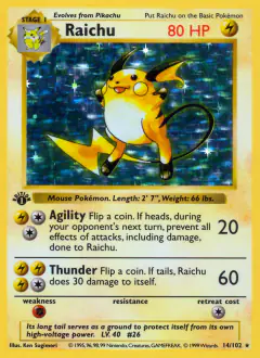 Raichu Rare Holo card from Base Set