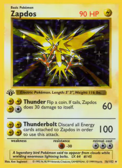 Zapdos Rare Holo card from Base Set