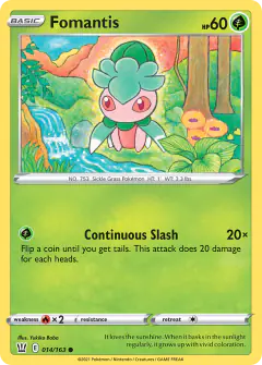 Fomantis Common card from Battle Styles