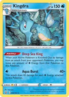 Kingdra Rare Holo card from Battle Styles