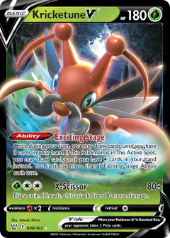 Kricketune V Rare Holo V card from Battle Styles