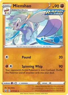 Mienshao Rare card from Battle Styles