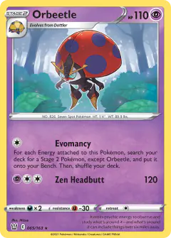Orbeetle Rare Holo card from Battle Styles