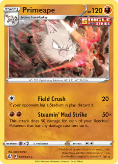 Primeape Rare card from Battle Styles