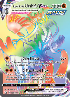 Rapid Strike Urshifu VMAX Rare Rainbow card from Battle Styles