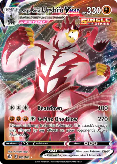 Single Strike Urshifu VMAX Rare Holo VMAX card from Battle Styles