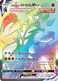 Single Strike Urshifu VMAX Rare Rainbow card from Battle Styles