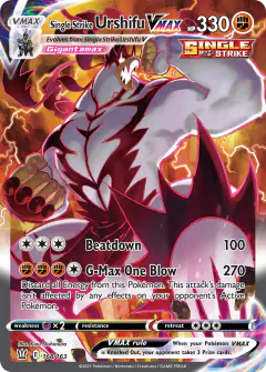 Single Strike Urshifu VMAX Rare Rainbow card from Battle Styles