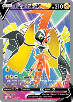 Tapu Koko V Rare Ultra card from Battle Styles