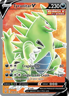 Tyranitar V Rare Ultra card from Battle Styles