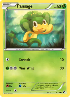 Pansage Common card from Black & White Base