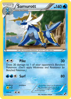 Samurott Rare Holo card from Black & White Base