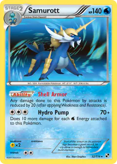 Samurott Rare Holo card from Black & White Base