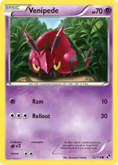 Venipede Common card from Black & White Base