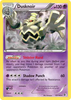 Dusknoir Rare Holo card from Boundaries Crossed