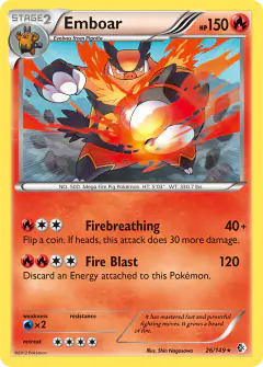 Emboar Rare Holo card from Boundaries Crossed