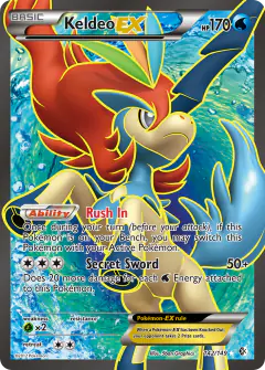 Keldeo-EX Rare Ultra card from Boundaries Crossed