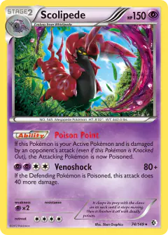 Scolipede Rare Holo card from Boundaries Crossed