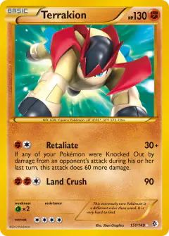 Terrakion Rare Secret card from Boundaries Crossed