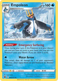 Empoleon Rare Holo card from Brilliant Stars