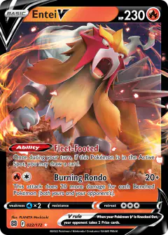 Entei V Rare Holo V card from Brilliant Stars