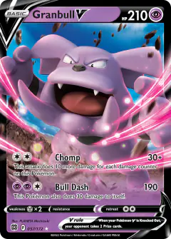 Granbull V Rare Holo V card from Brilliant Stars