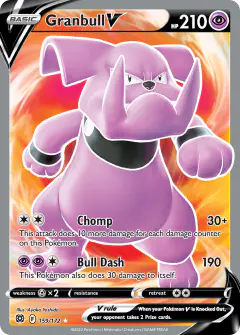 Granbull V Rare Ultra card from Brilliant Stars