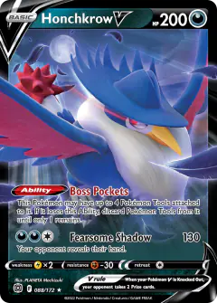 Honchkrow V Rare Holo V card from Brilliant Stars