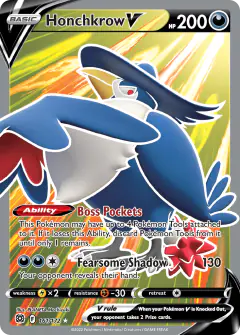 Honchkrow V Rare Ultra card from Brilliant Stars