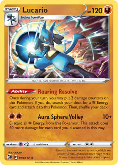 Lucario Rare Holo card from Brilliant Stars