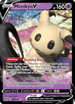 Mimikyu V Rare Holo V card from Brilliant Stars