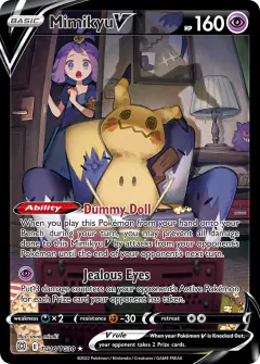 Mimikyu V Rare Holo V card from Brilliant Stars