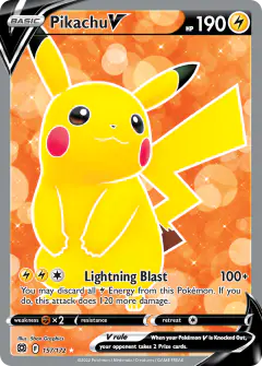Pikachu V Rare Ultra card from Brilliant Stars
