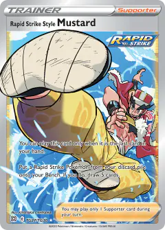 Rapid Strike Style Mustard Rare Ultra card from Brilliant Stars