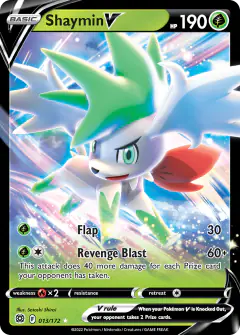 Shaymin V Rare Holo V card from Brilliant Stars