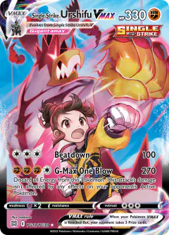Single Strike Urshifu VMAX Rare Holo VMAX card from Brilliant Stars