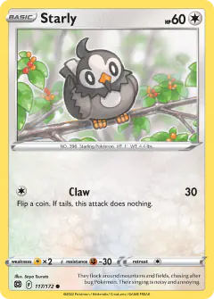 Starly Common card from Brilliant Stars