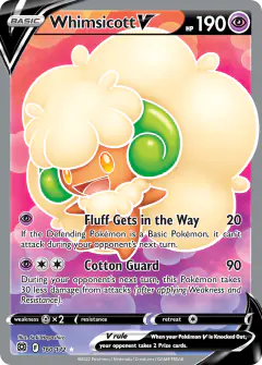 Whimsicott V Rare Ultra card from Brilliant Stars