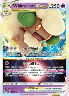 Whimsicott VSTAR Rare Holo VSTAR card from Brilliant Stars