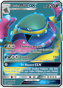 Alolan Muk-GX Rare Ultra card from Burning Shadows