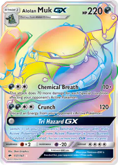 Alolan Muk-GX Rare Rainbow card from Burning Shadows