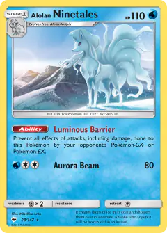 Alolan Ninetales Rare card from Burning Shadows
