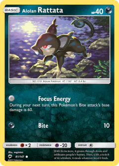 Alolan Rattata Common card from Burning Shadows