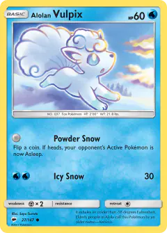 Alolan Vulpix Common card from Burning Shadows