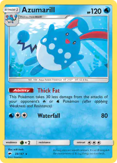 Azumarill Rare card from Burning Shadows