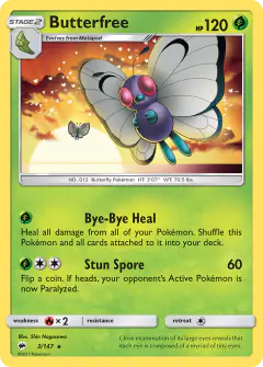 Butterfree Rare card from Burning Shadows