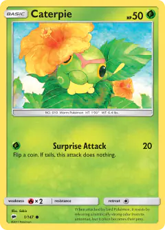 Caterpie Common card from Burning Shadows