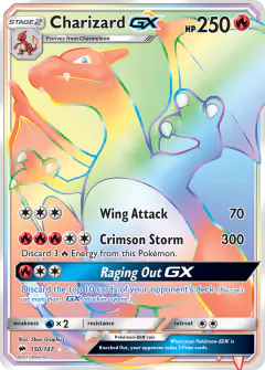 Charizard-GX Rare Rainbow card from Burning Shadows